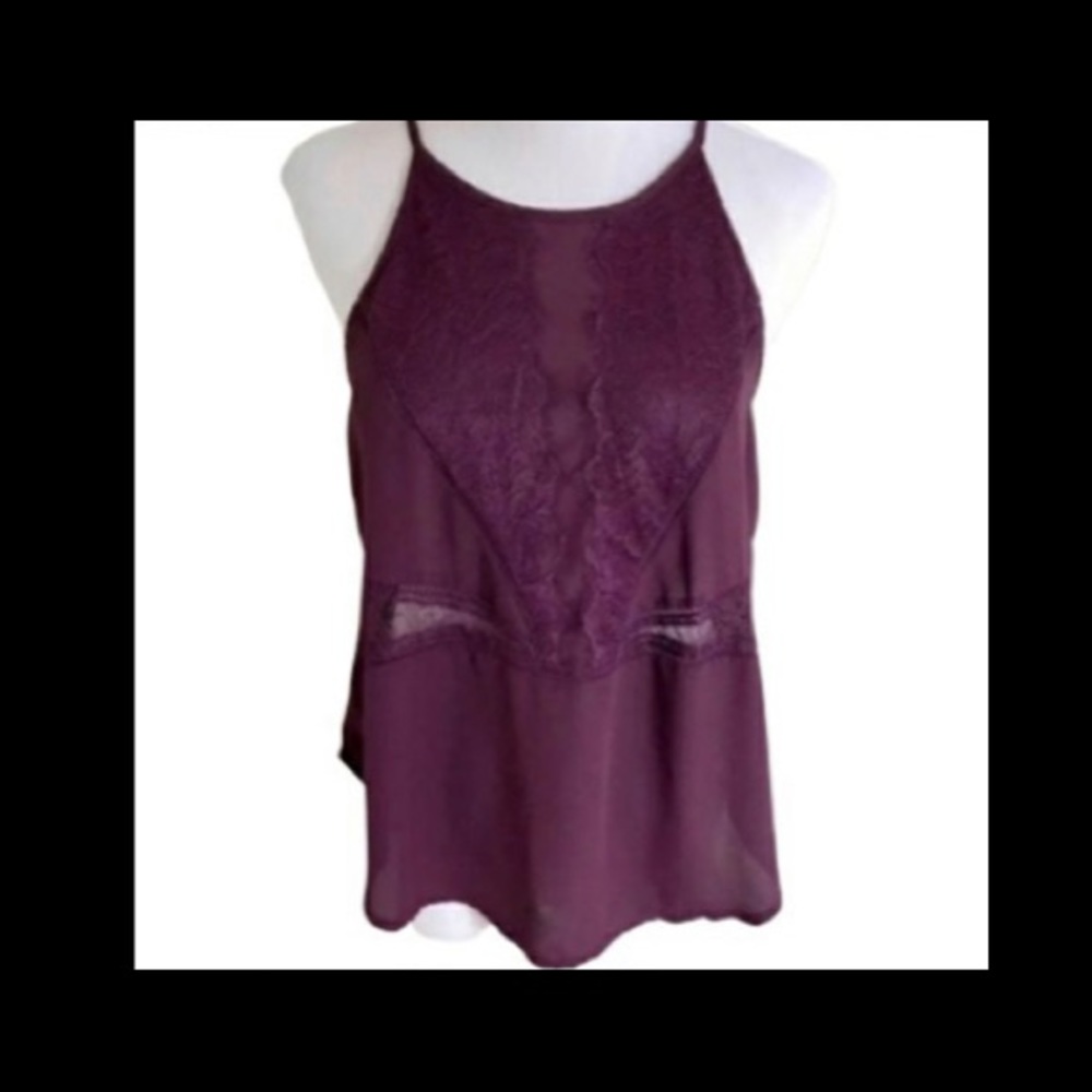 ASTR burgundy lace cami tank top